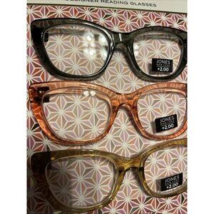 JONES NEW YORK DESIGNER 3 Pair +2.00 Reading Glasses Readers for Women's Eyes